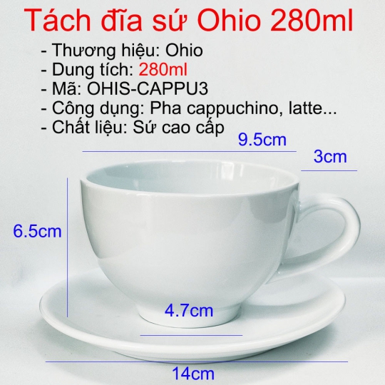 Tách capuchino Ohio 180ml - 220ml - 280ml